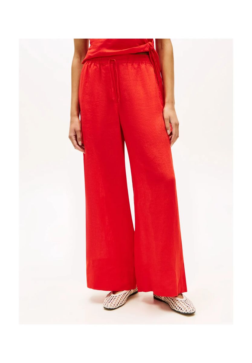 Weite Leinenhose mit Tunnelzug