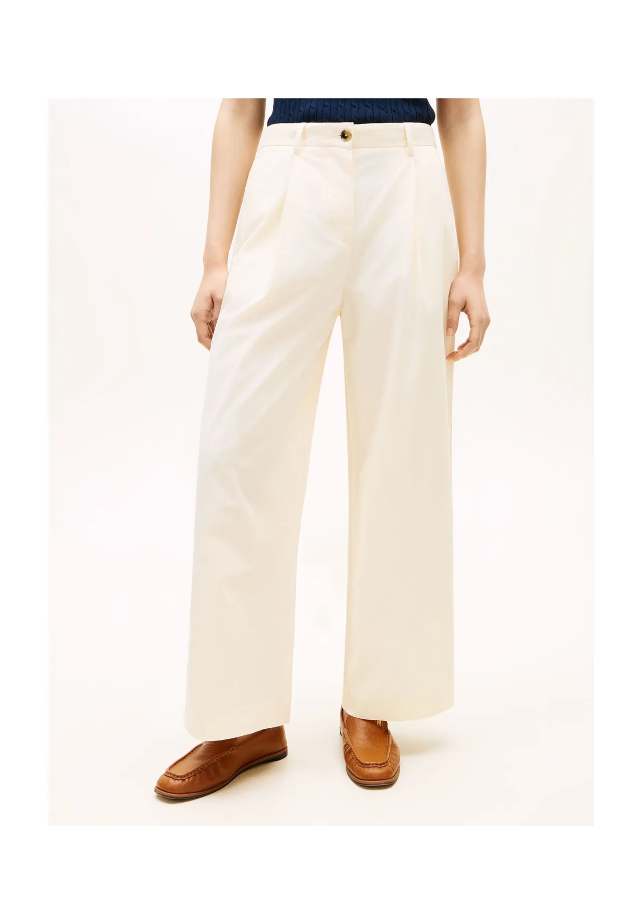 Weite Baumwollhose mit hohem Bund