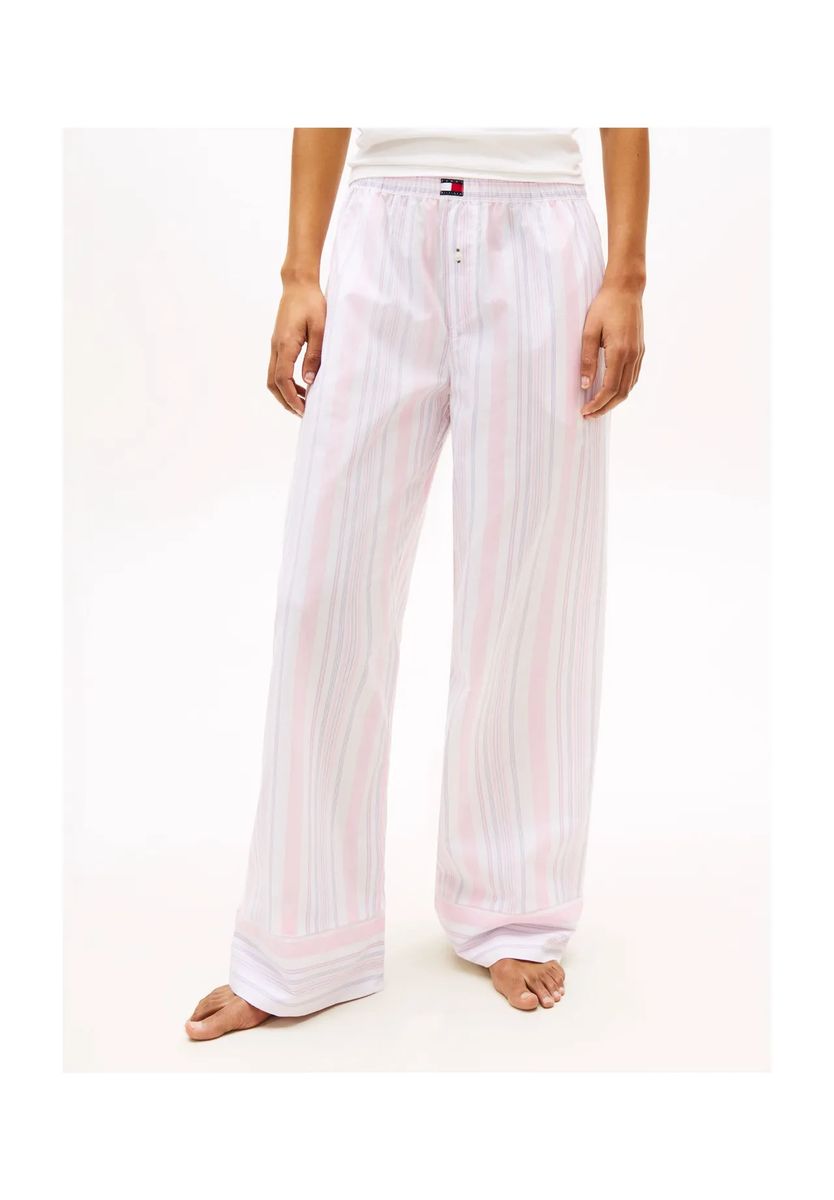 Gestreifte Pyjamahose mit weitem Bein
