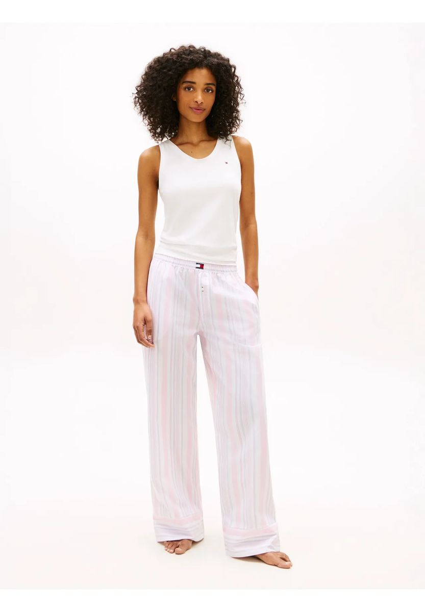 Gestreifte Pyjamahose mit weitem Bein