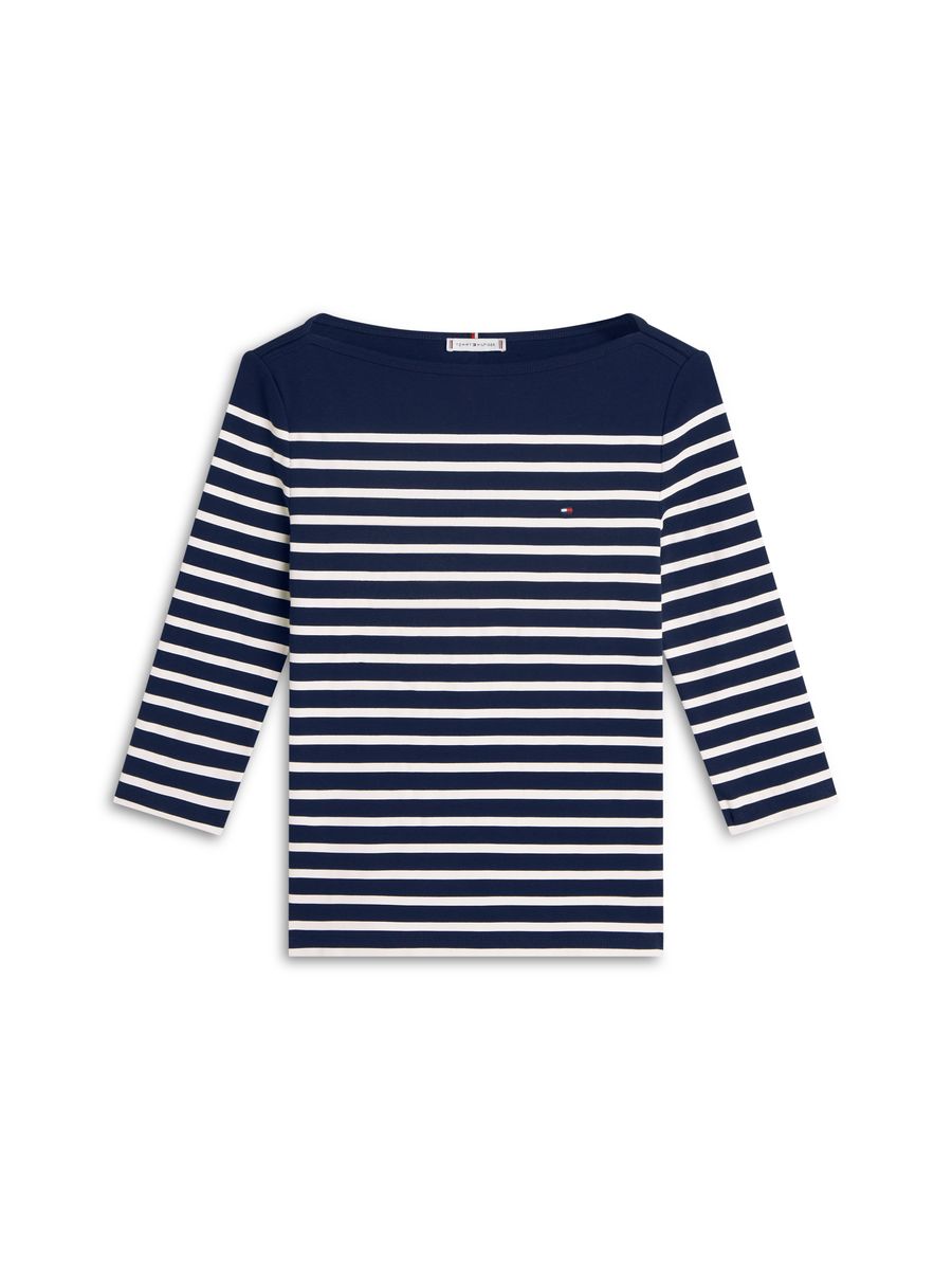 Gestreiftes 3/4-Arm-Top mit U-Boot-Ausschnitt