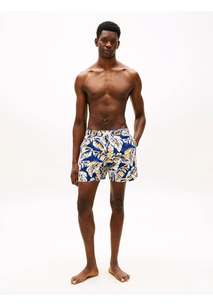Badeshorts mit tropischem Blattmuster