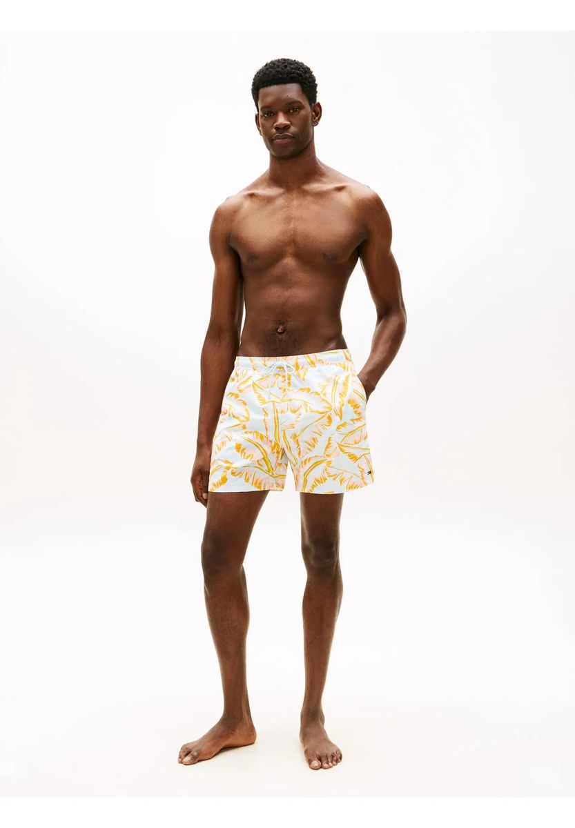 Badeshorts mit tropischem Palmenblatt-Print
