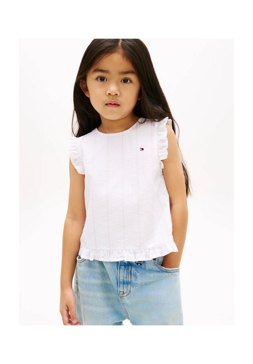 Ärmellose Baumwollbluse mit Rüschen