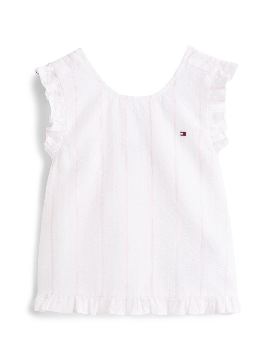 Ärmellose Baumwollbluse mit Rüschen