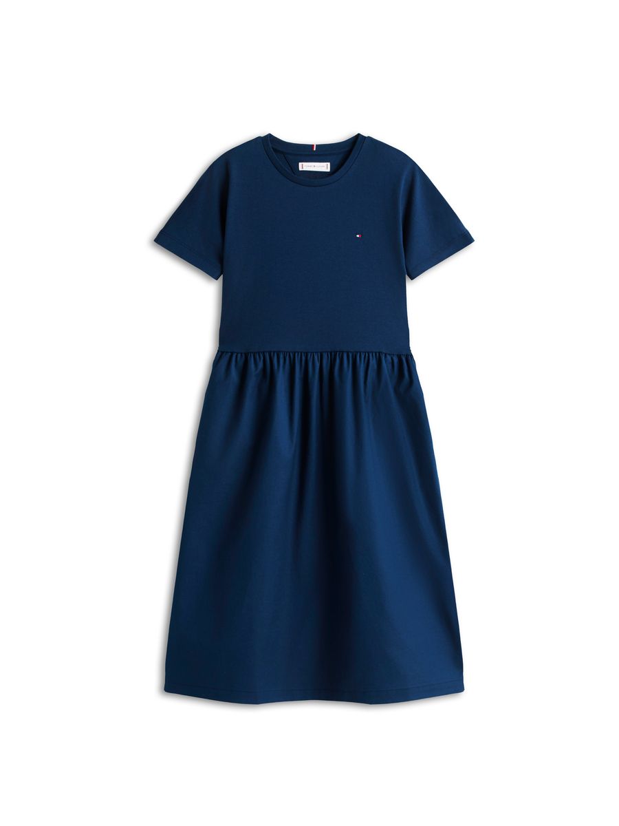 Jersey-T-Shirt-Kleid mit gerafftem Rock