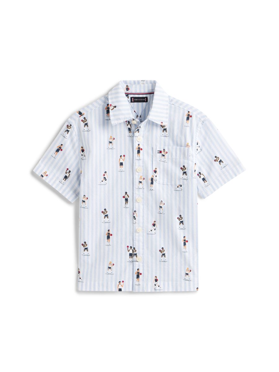 Gestreiftes Hemd mit Basketball-Print
