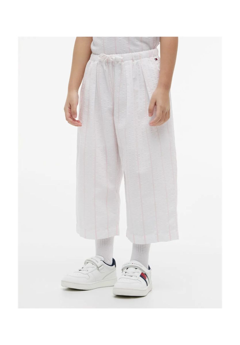 Gestreifte Seersucker-Culotte mit weitem Bein