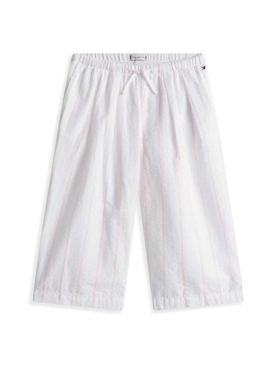 Gestreifte Seersucker-Culotte mit weitem Bein