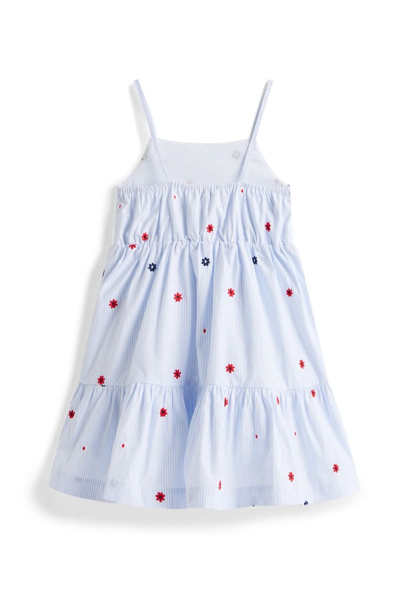 Besticktes gestreiftes Stufen-Sommerkleid