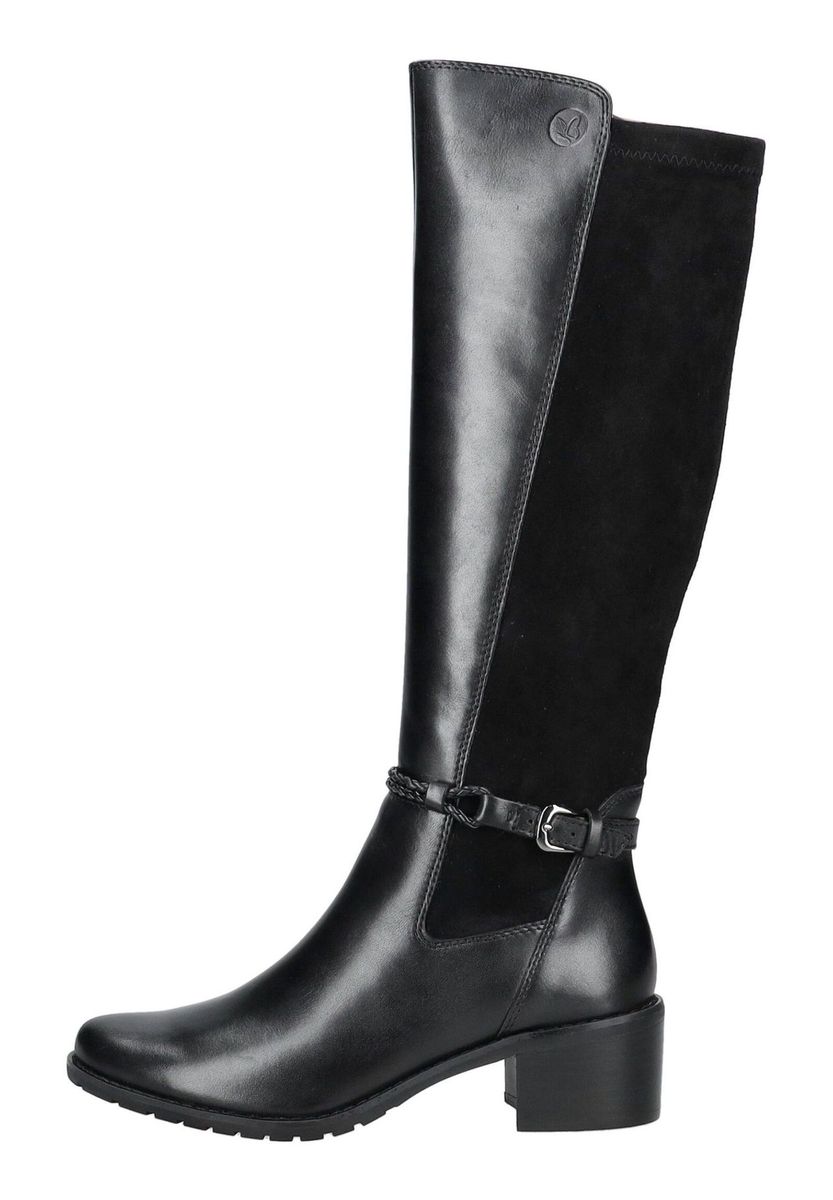 Klassische schwarze Lederstiefel mit Absatz