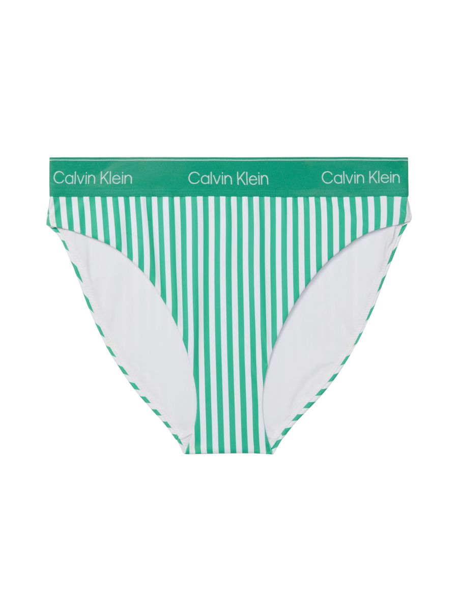 Gestreifte Bikinihose mit Logo-Bund