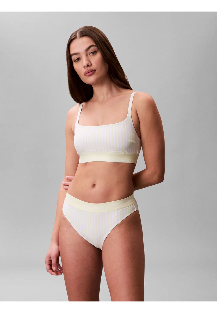 Gestreiftes Bustier-Bikini-Set