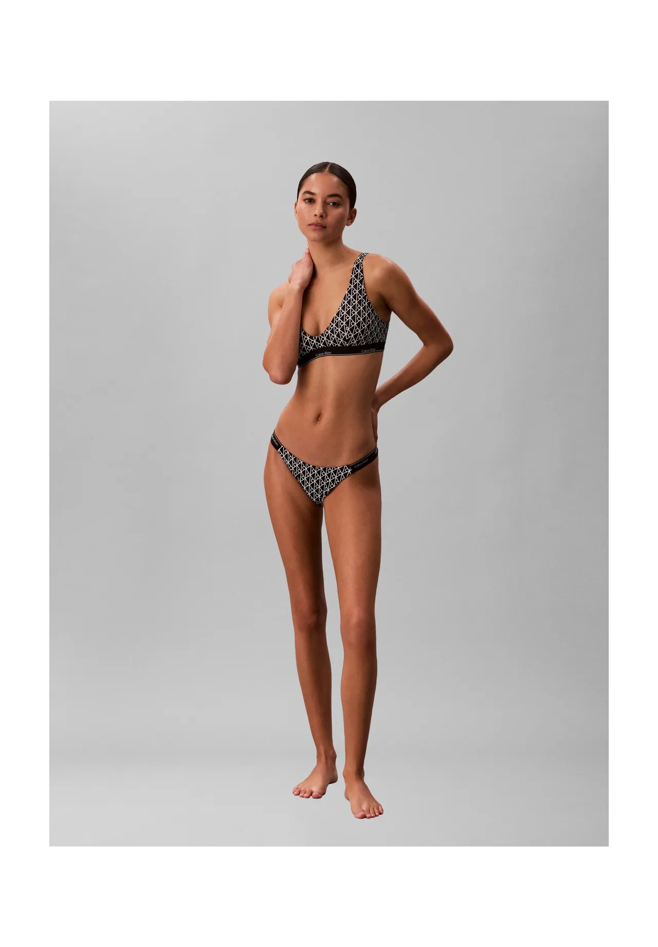 Triangel-Bikini mit Monogramm-Print