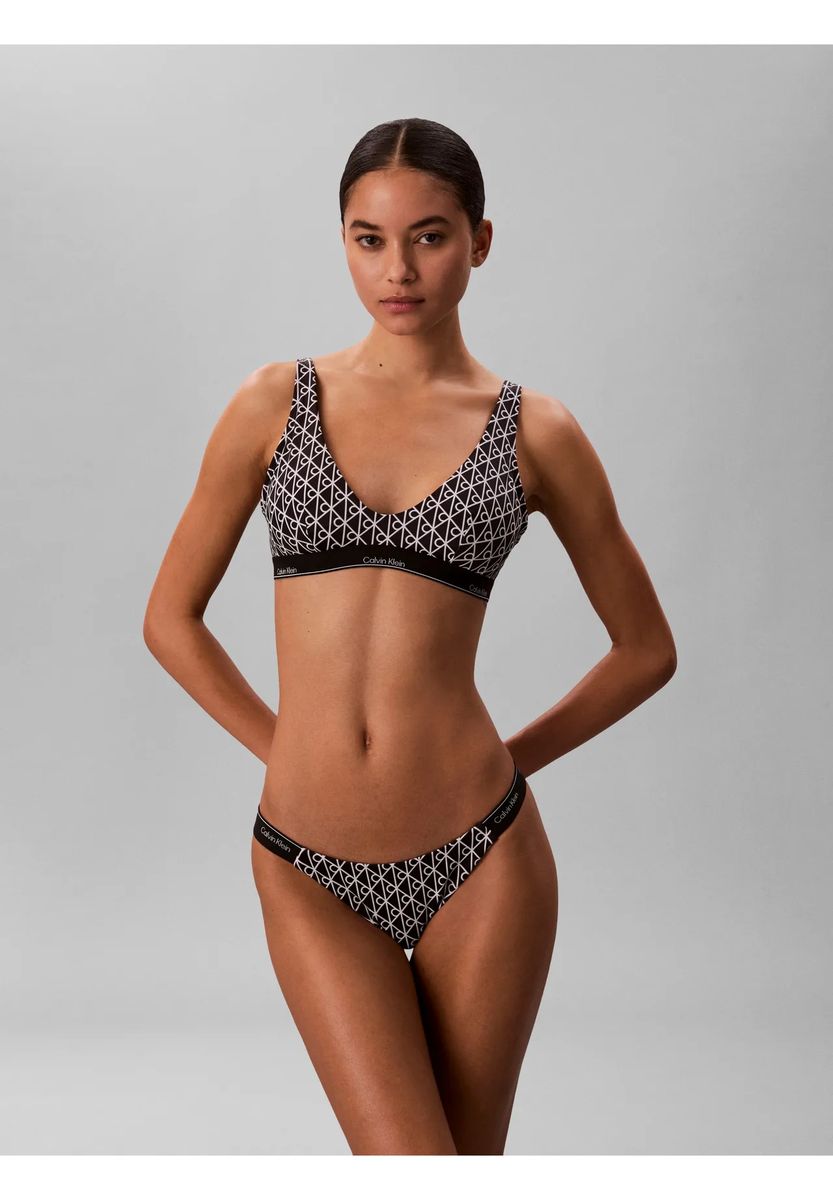 Triangel-Bikini mit Monogramm-Print