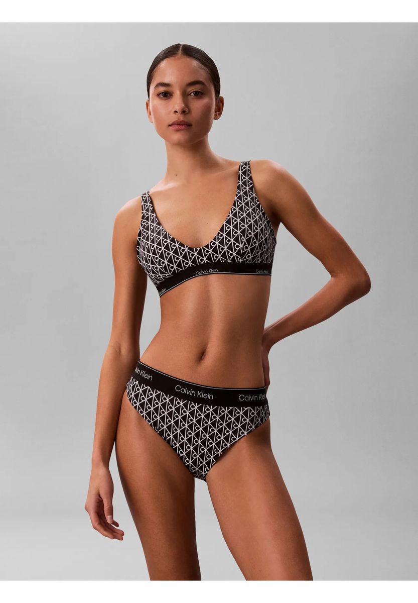 Triangel-Bikini-Top mit Logo-Muster