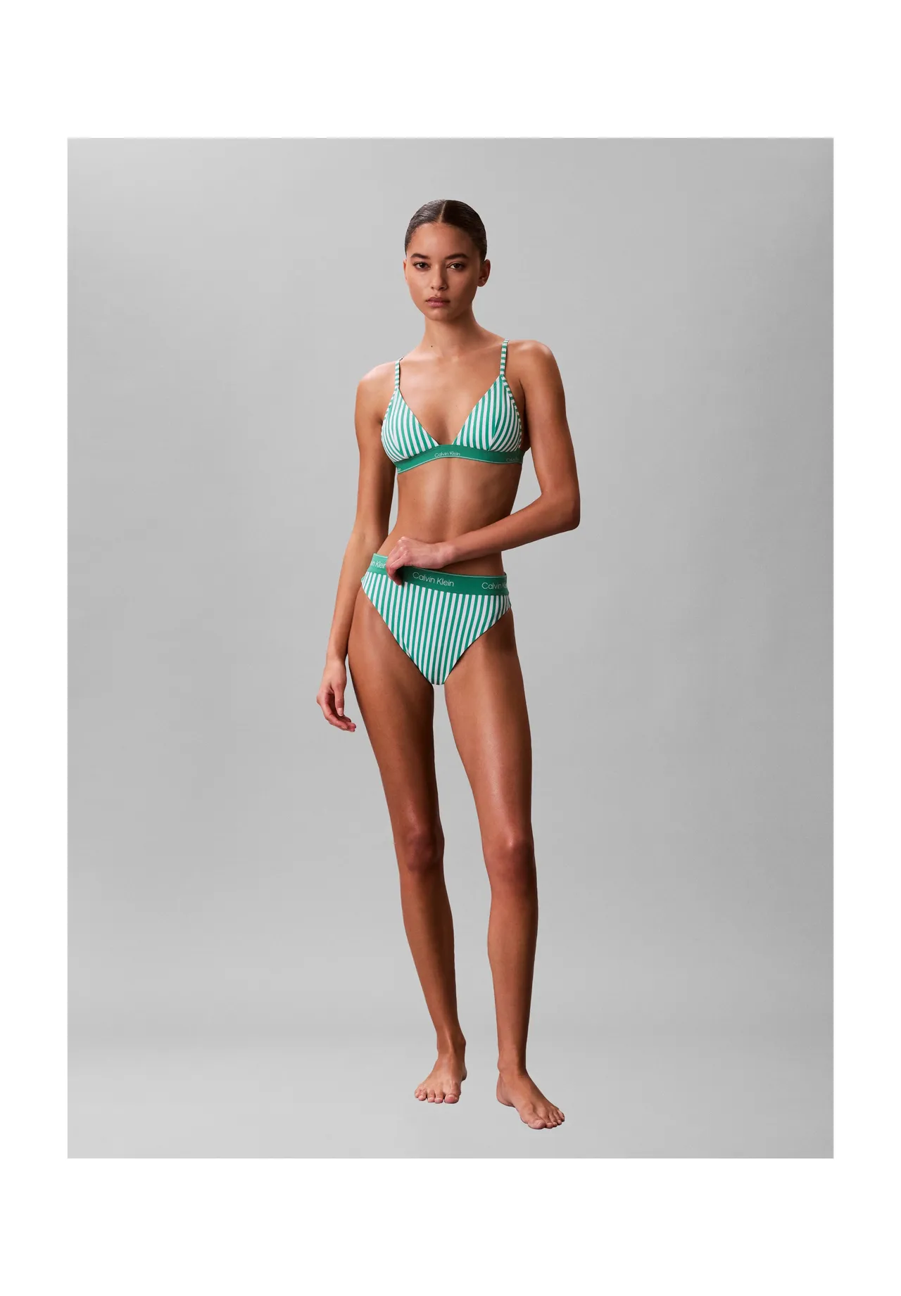 Gestreiftes Triangel-Bikini-Oberteil