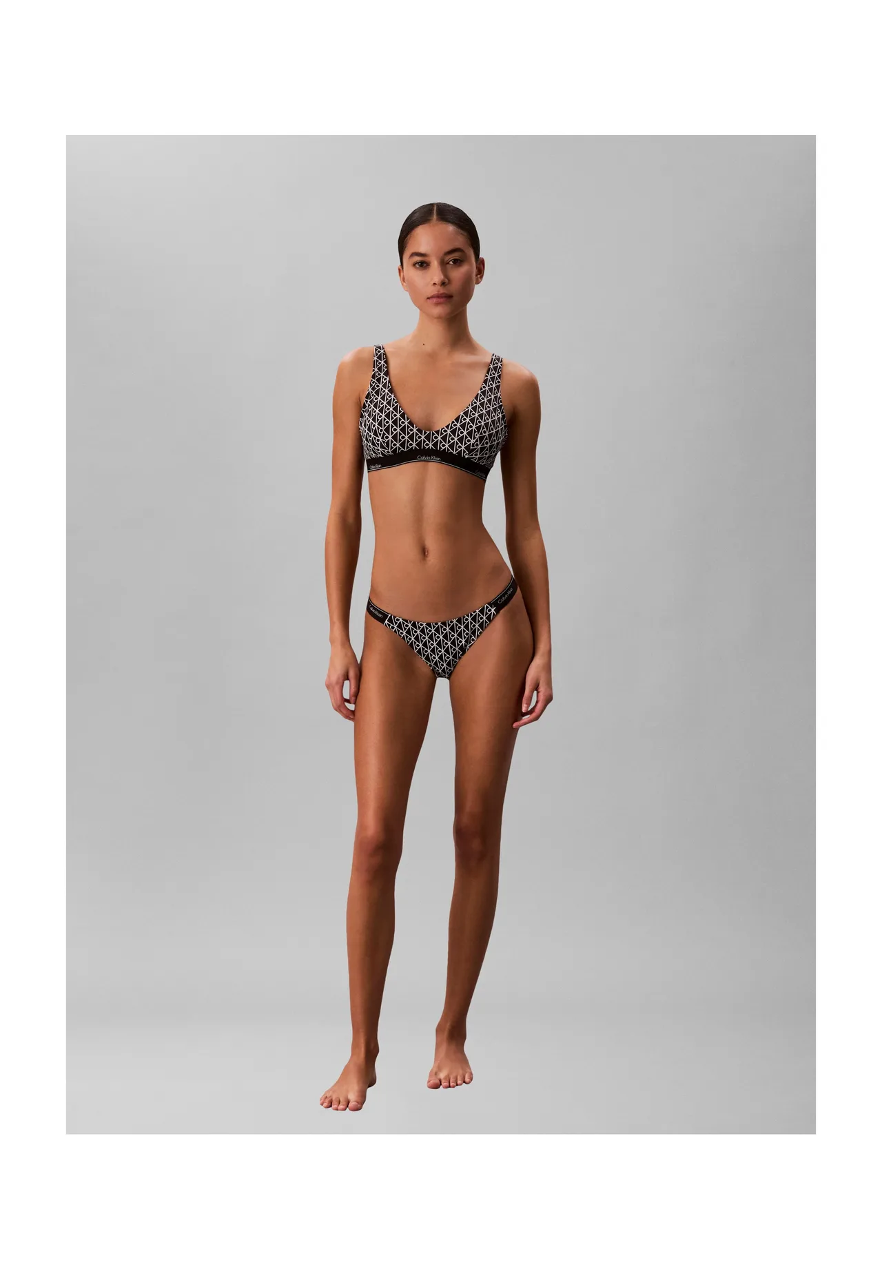 Bustier-Bikini-Oberteil mit geometrischem Monogramm