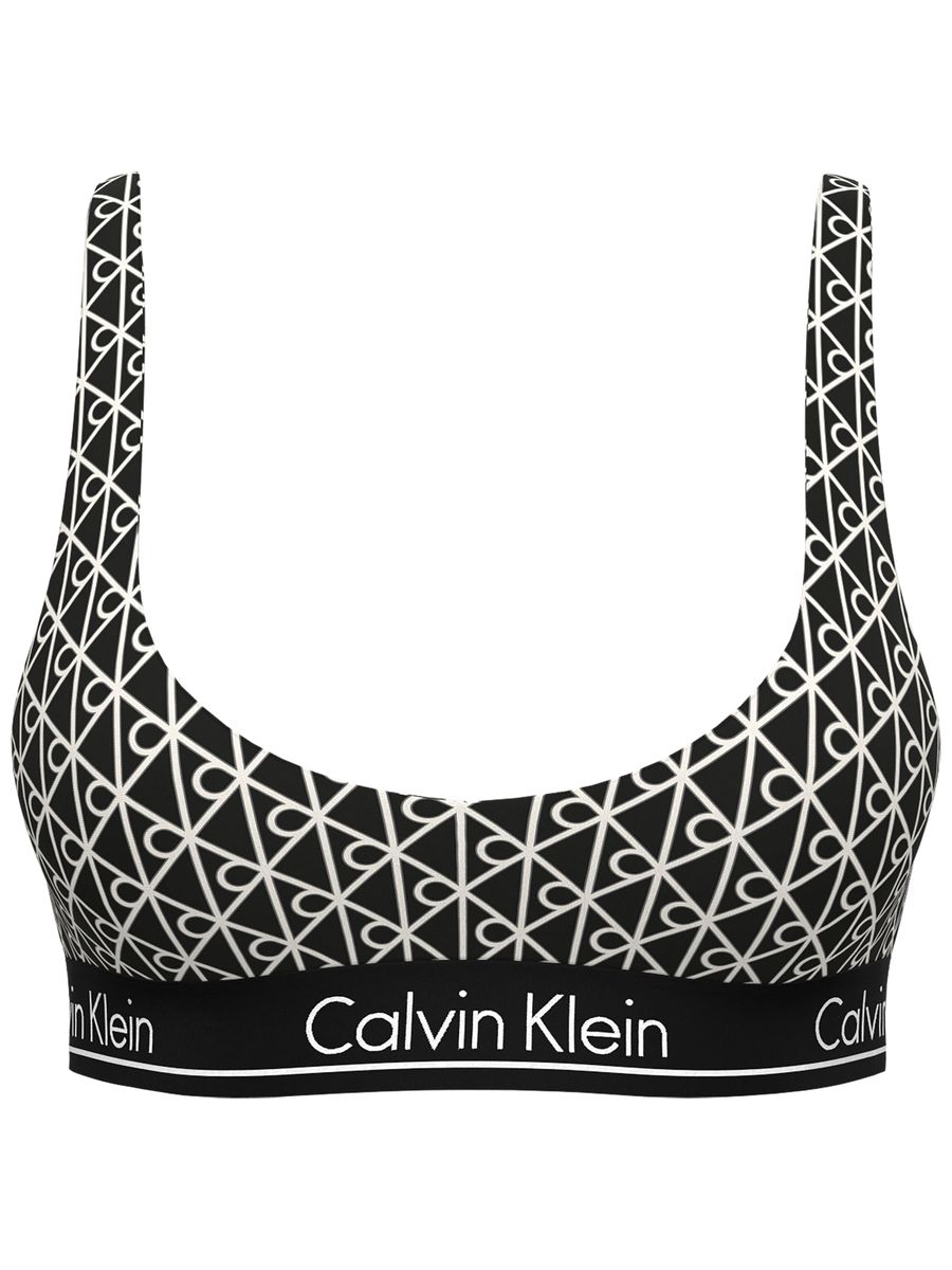 Bustier-Bikini-Oberteil mit Monogramm-Print