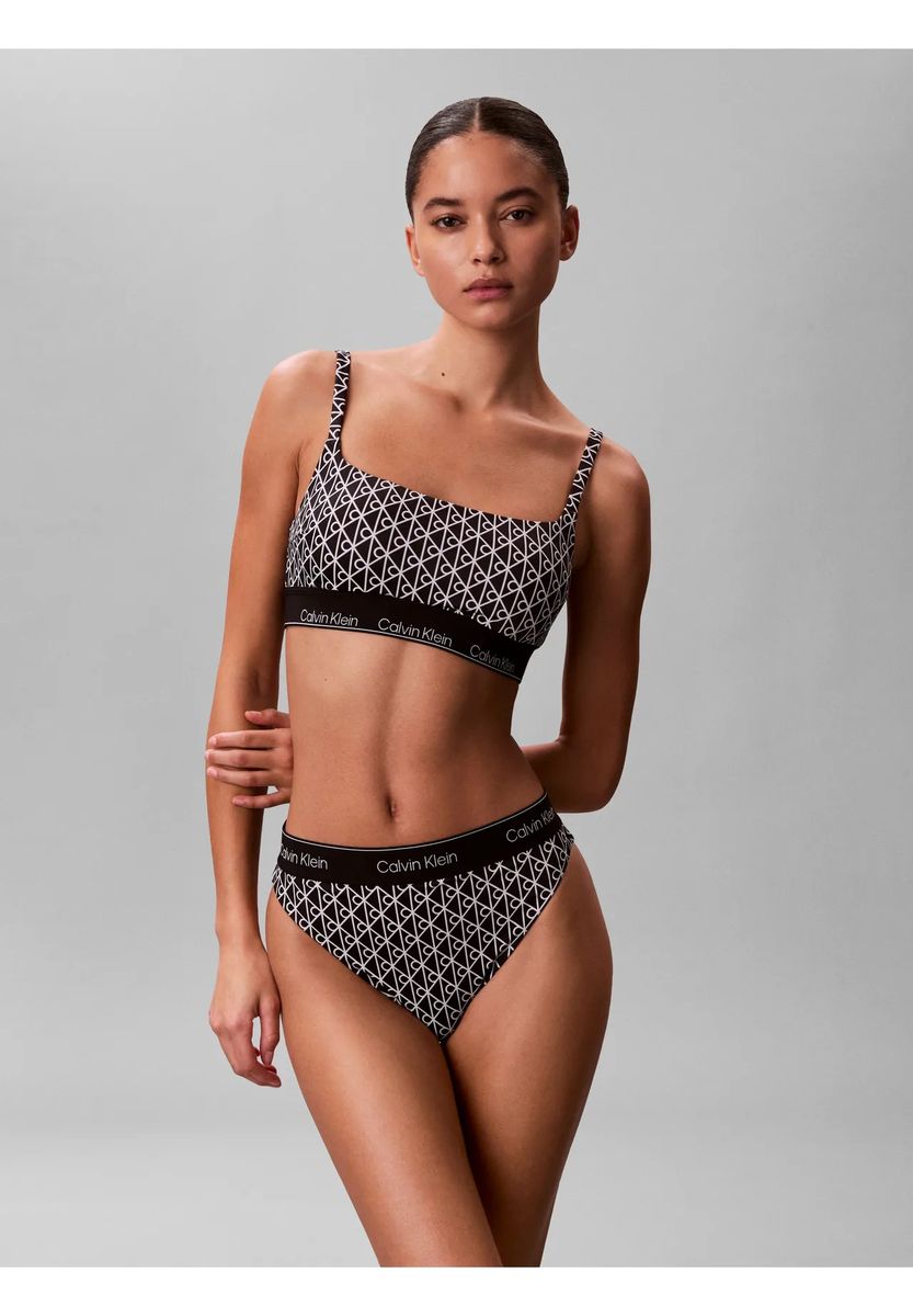 Bustier-Bikini-Oberteil mit geometrischem Monogramm