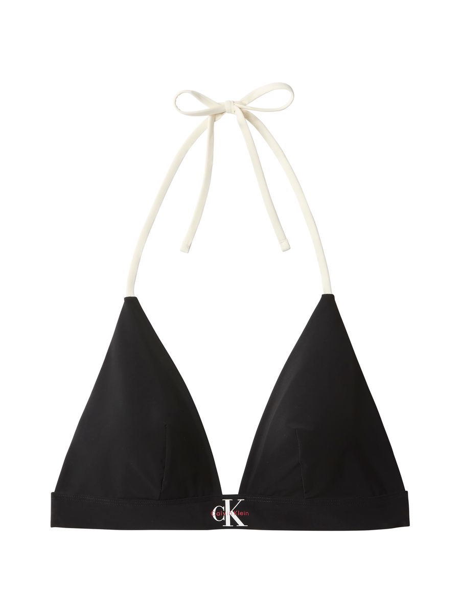 Neckholder-Bikini-Oberteil mit Kontrastträgern