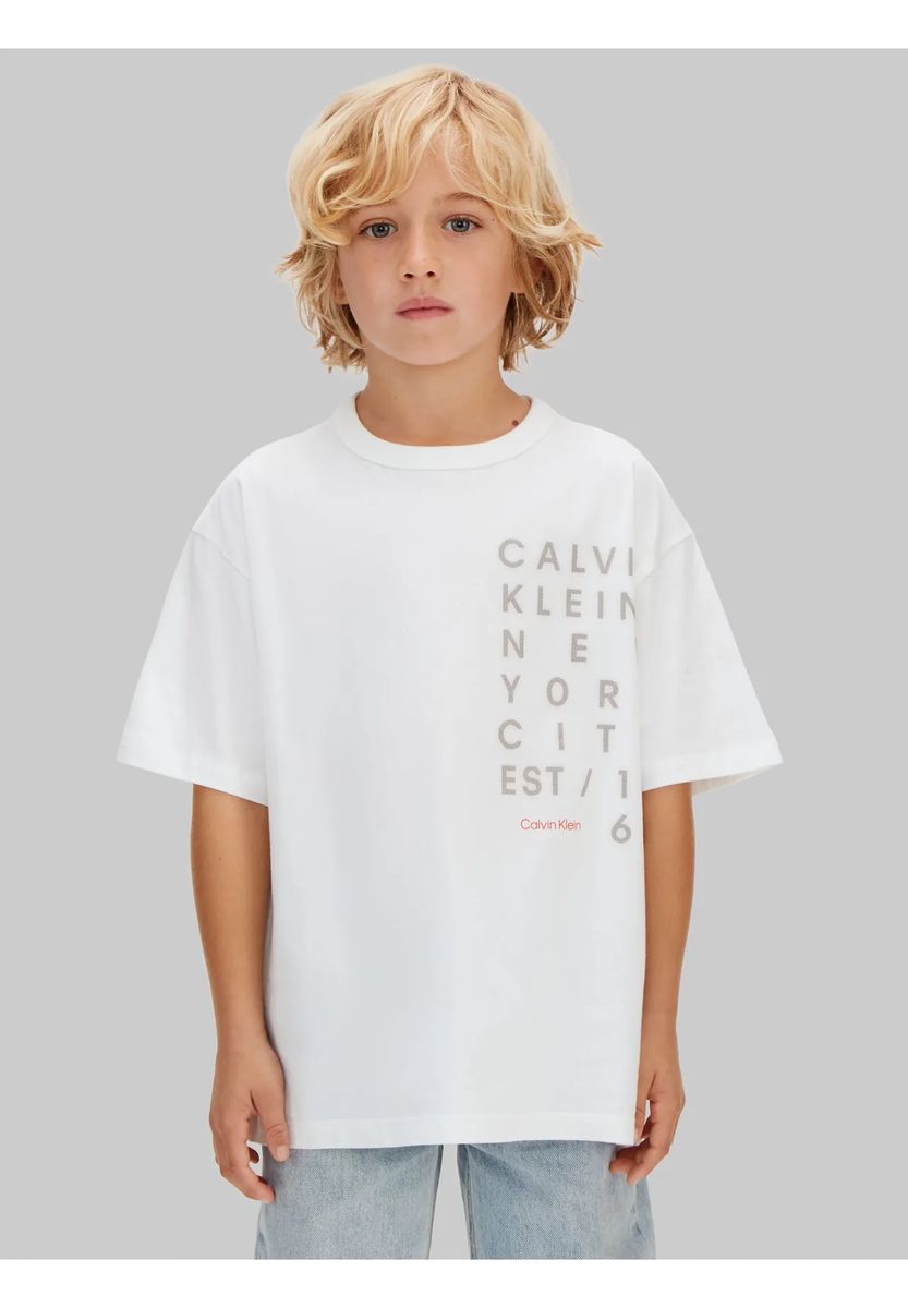 Oversize-T-Shirt mit vertikaler Typografie