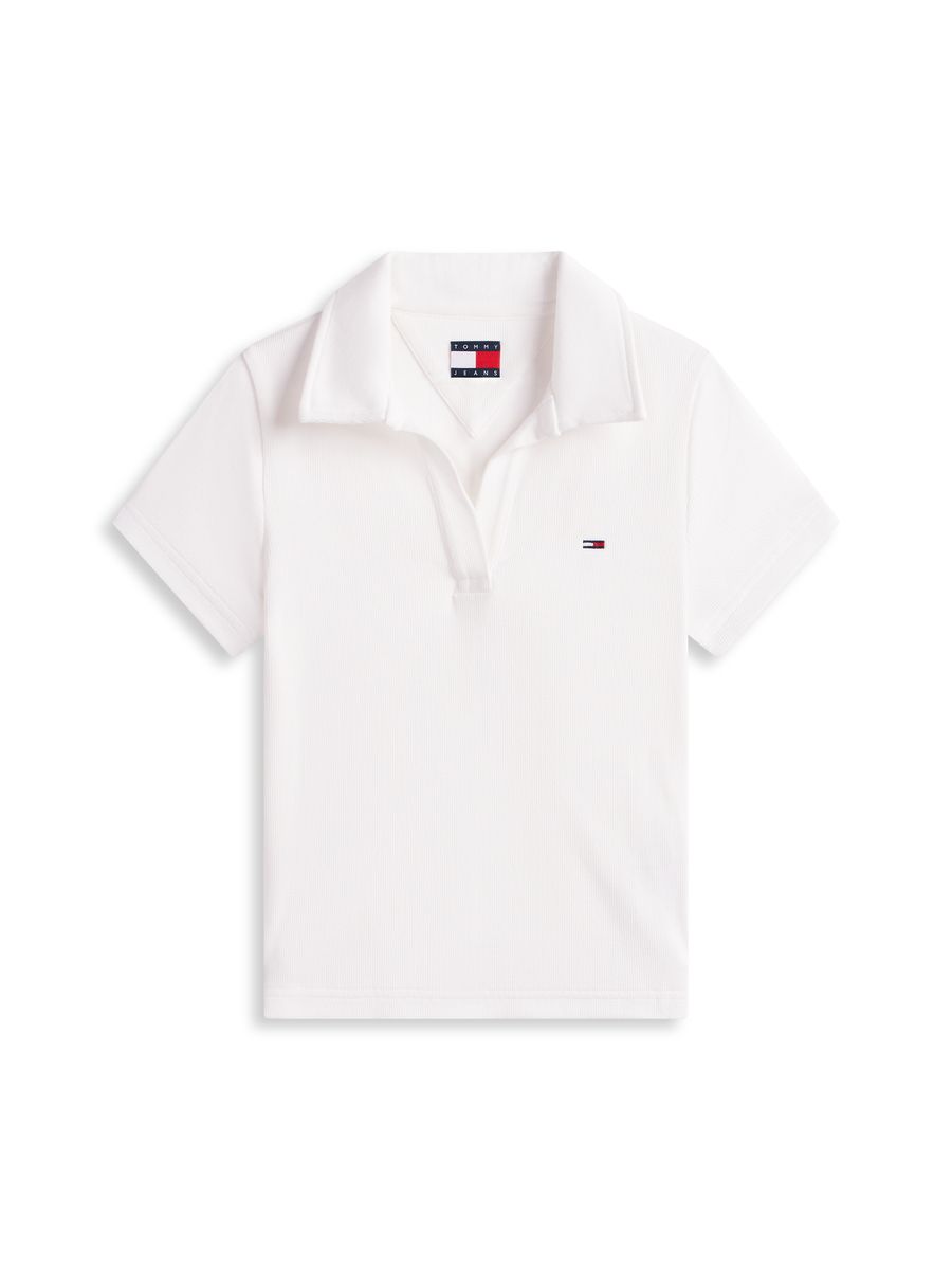 Kurz Geschnittenes Rippstrick-Poloshirt