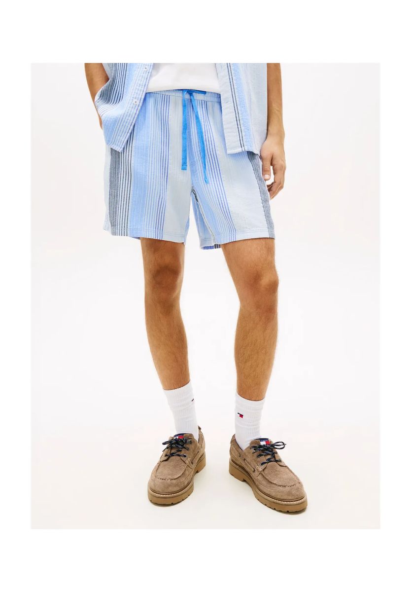 Gestreifte Baumwollshorts mit Tunnelzug