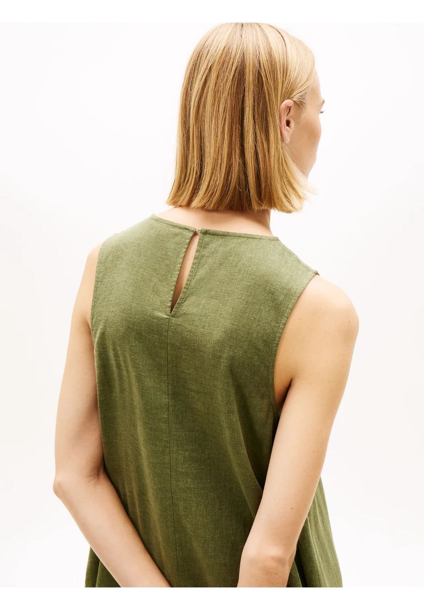 Ärmelloses A-Linien-Kleid mit Leinen