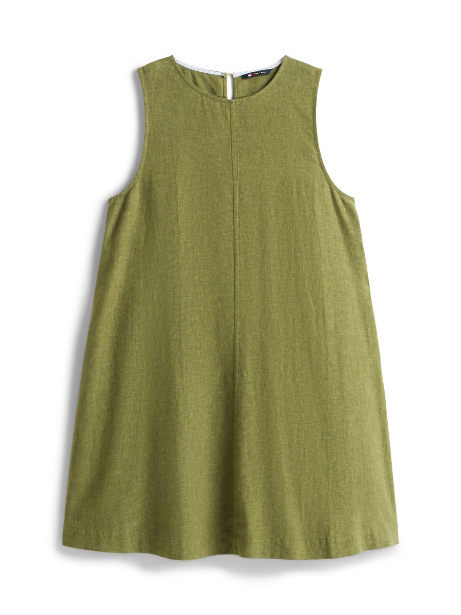 Ärmelloses A-Linien-Kleid mit Leinen