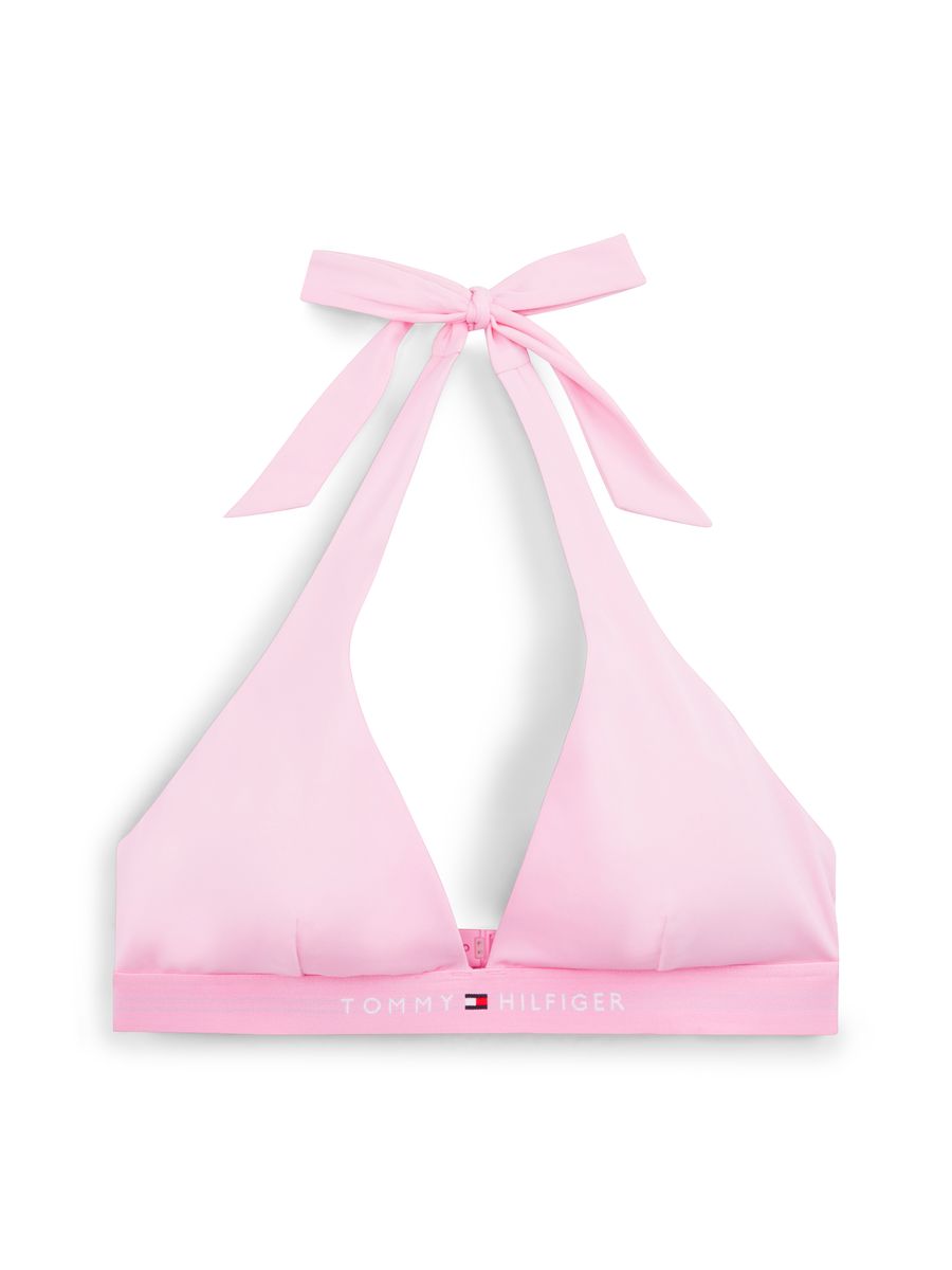 Halterneck-Bikini-Top mit Logo-Band