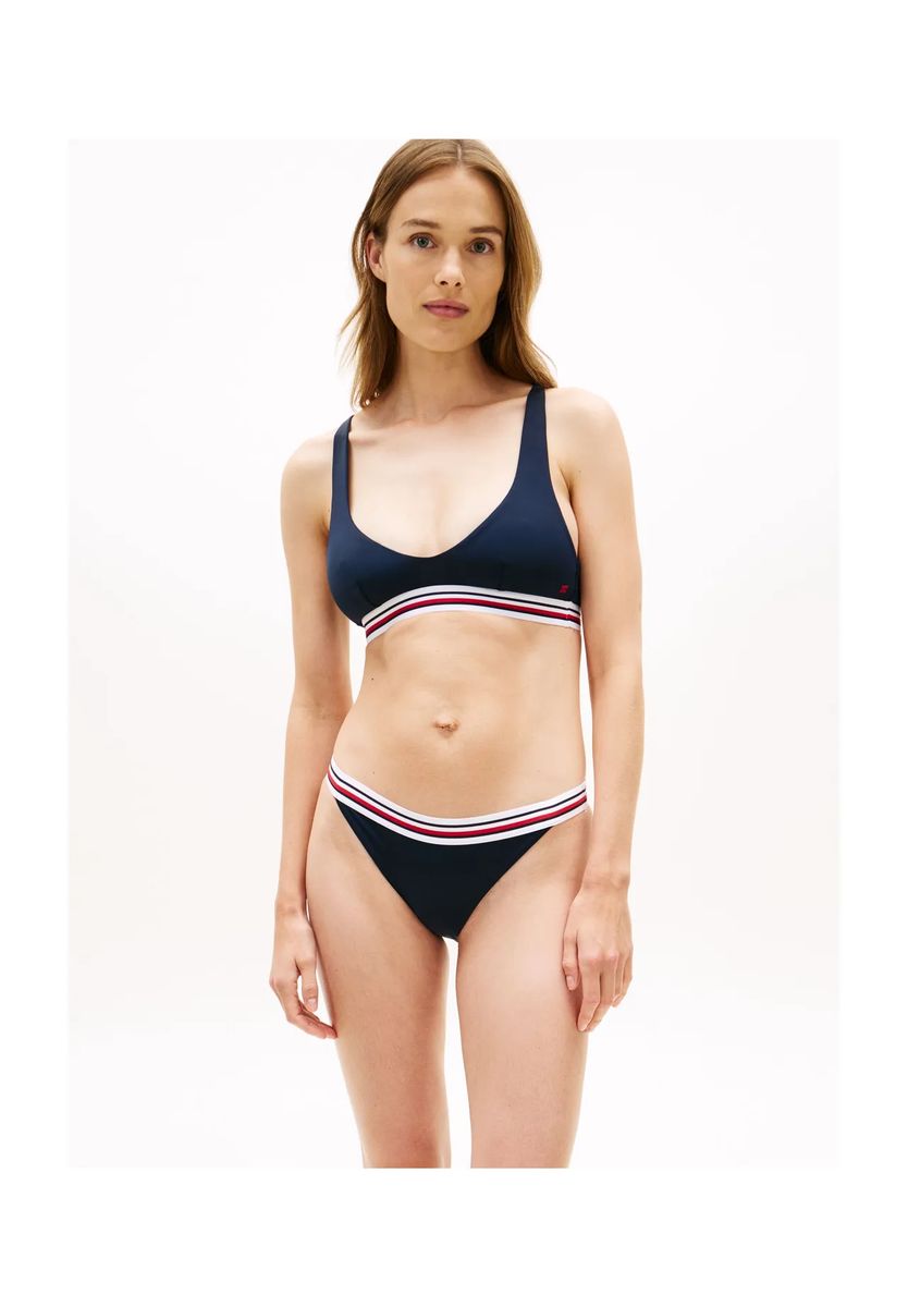 Sportliches V-Ausschnitt Bikini-Top