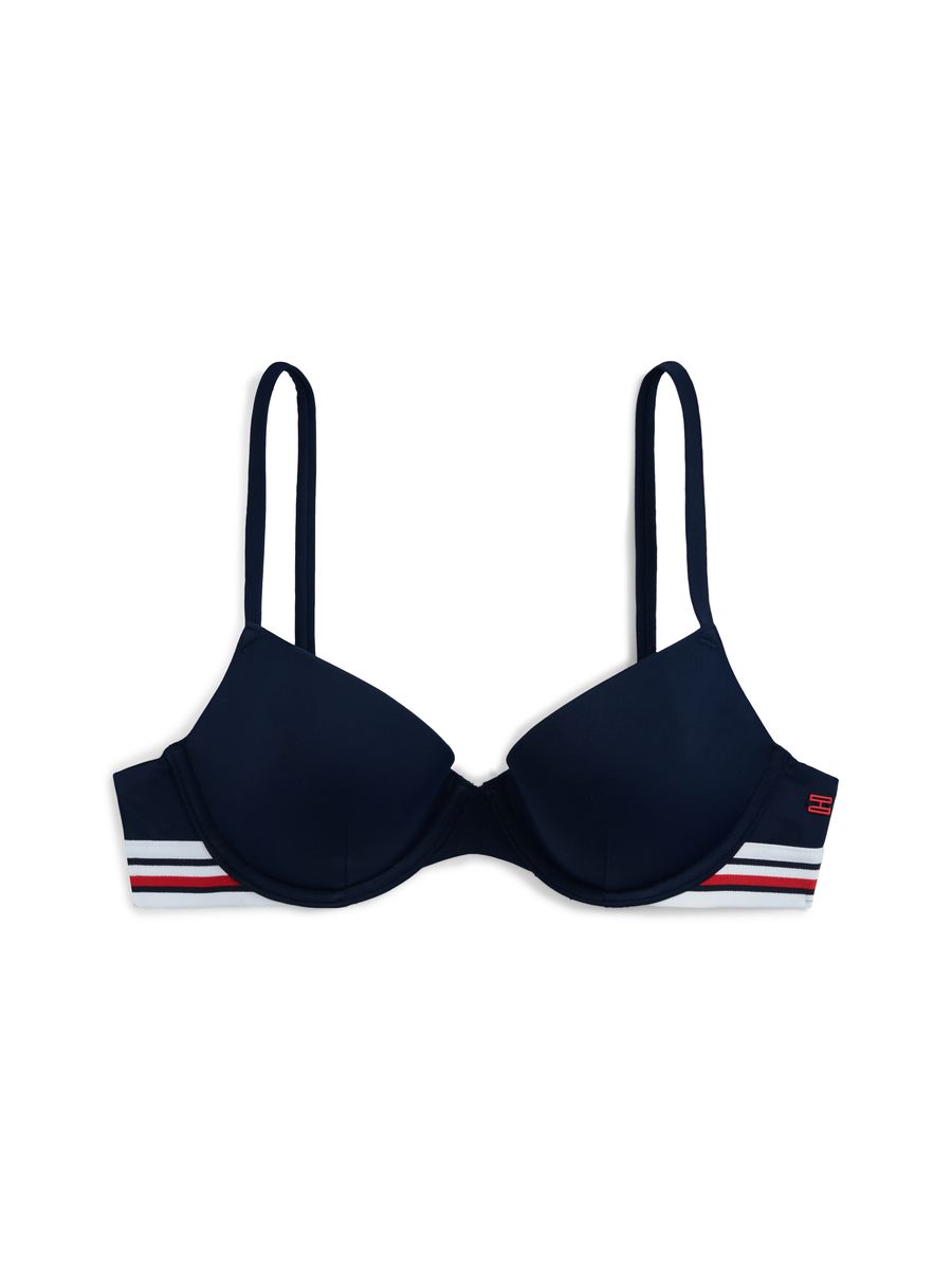 Bügel-Bikini-Top mit gestreiftem Bund