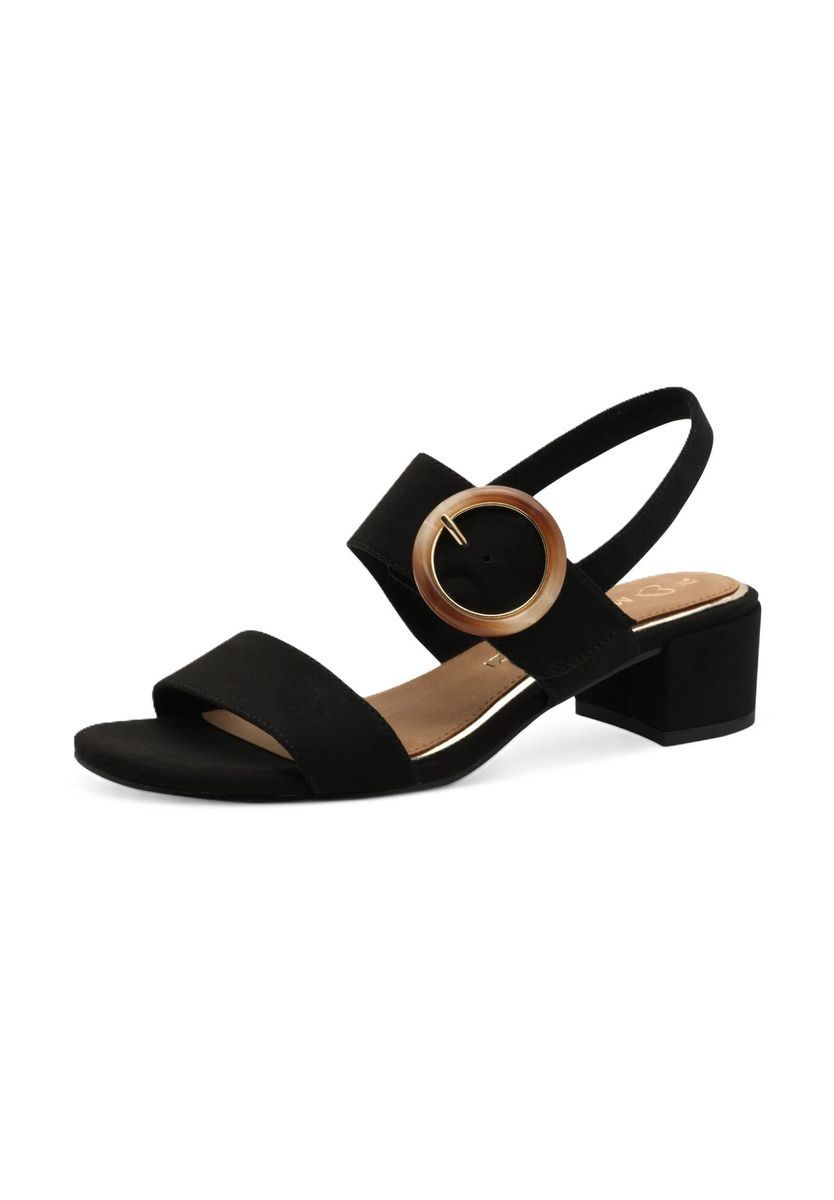 Schwarze Sandalette mit Blockabsatz und Schnalle