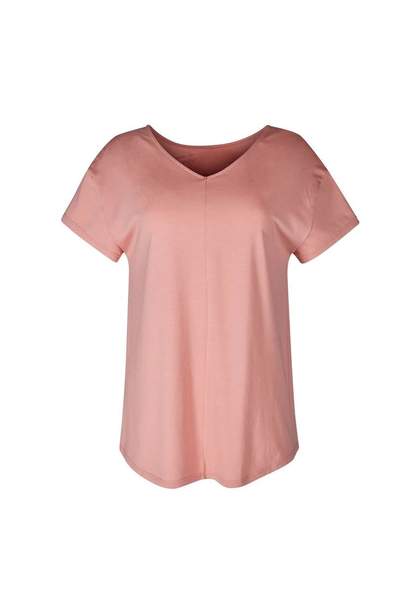 V-Ausschnitt Lounge-T-Shirt mit Nahtdetail