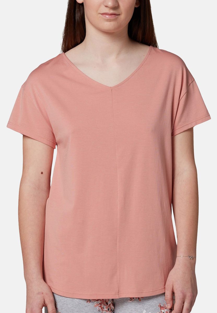 V-Ausschnitt Lounge-T-Shirt mit Nahtdetail