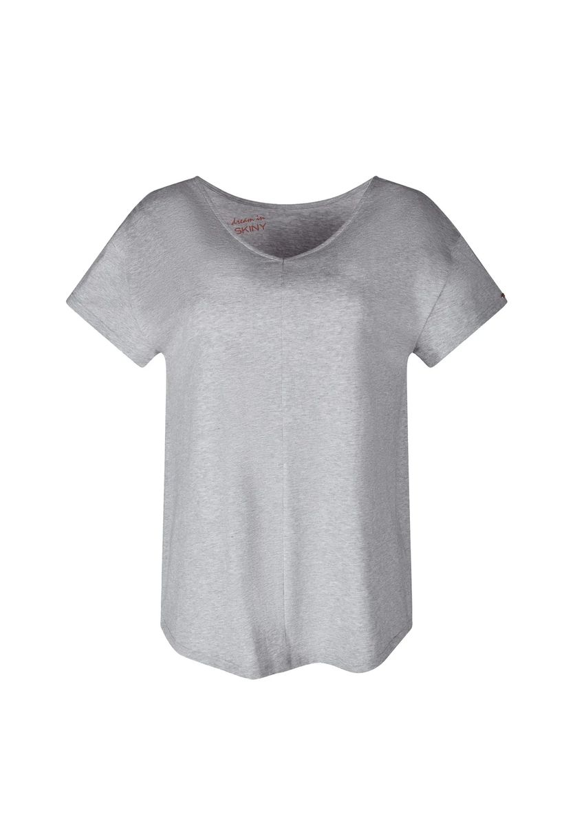 Lounge-T-Shirt mit V-Ausschnitt und Frontnaht