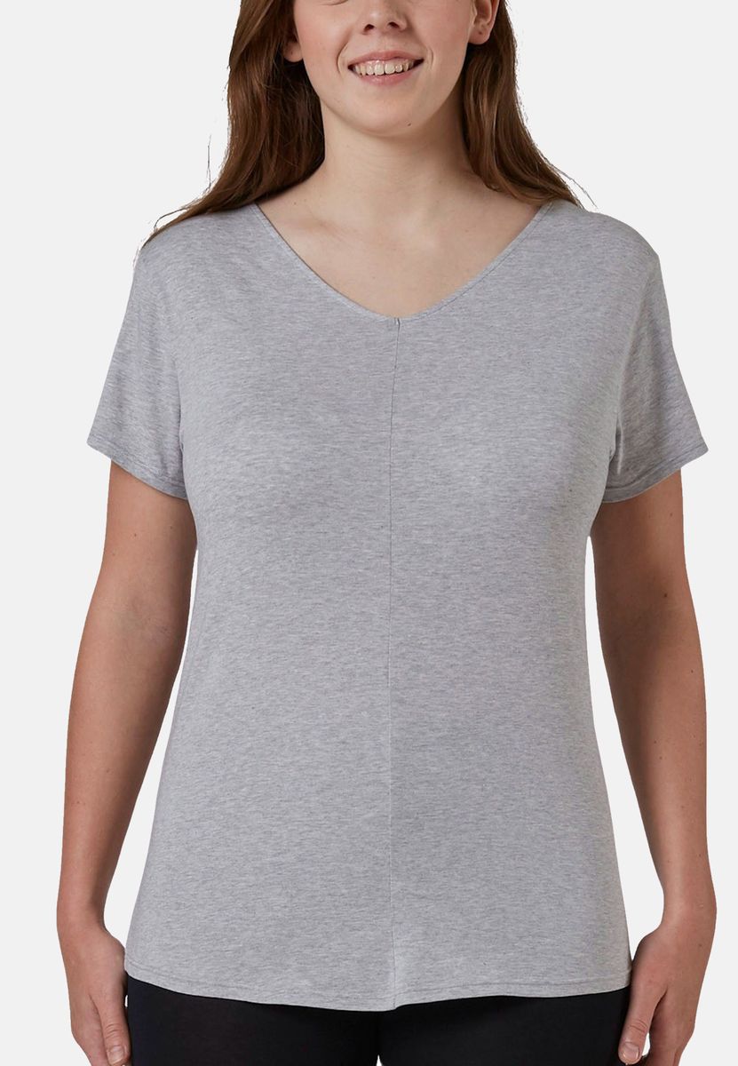 Lounge-T-Shirt mit V-Ausschnitt und Frontnaht
