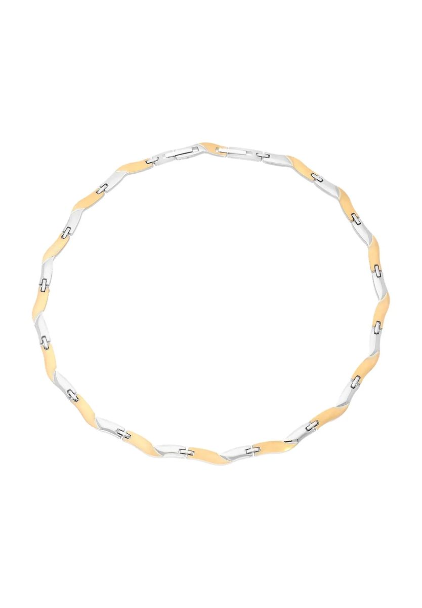 Bicolores Collier mit Wellenelementen