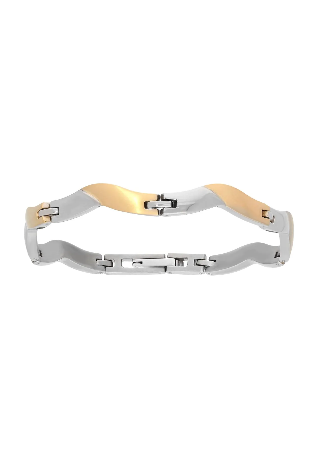 Elegantes Bicolor Gliederarmband in Wellenform