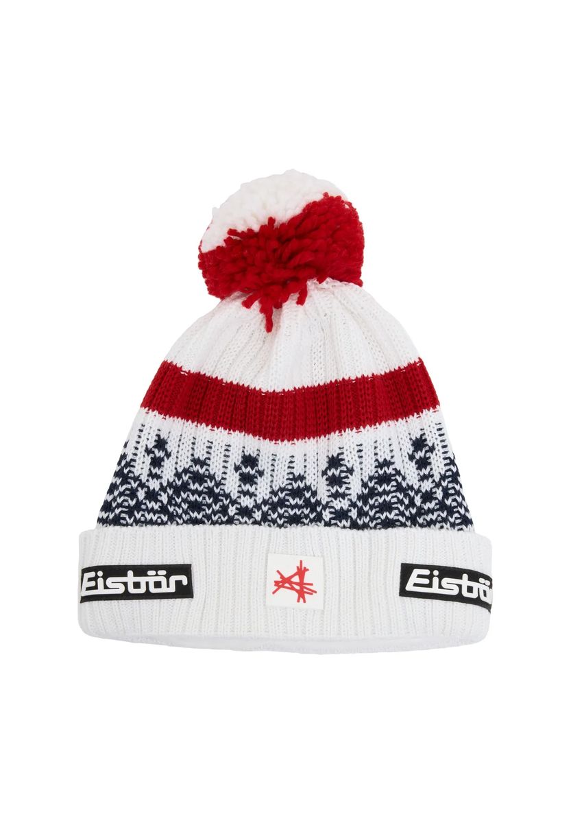 Gemusterte Strickmütze mit Bommel