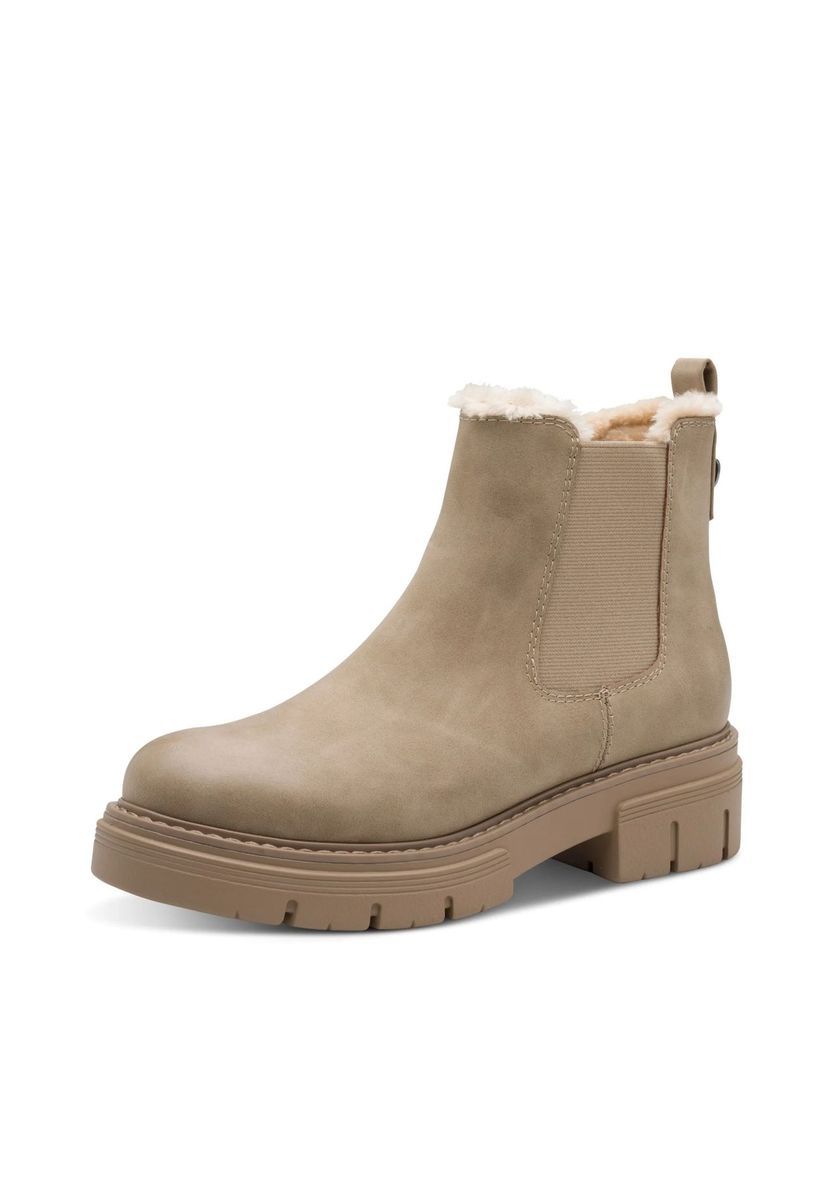 Beige Winter Chelsea Boots mit Fell