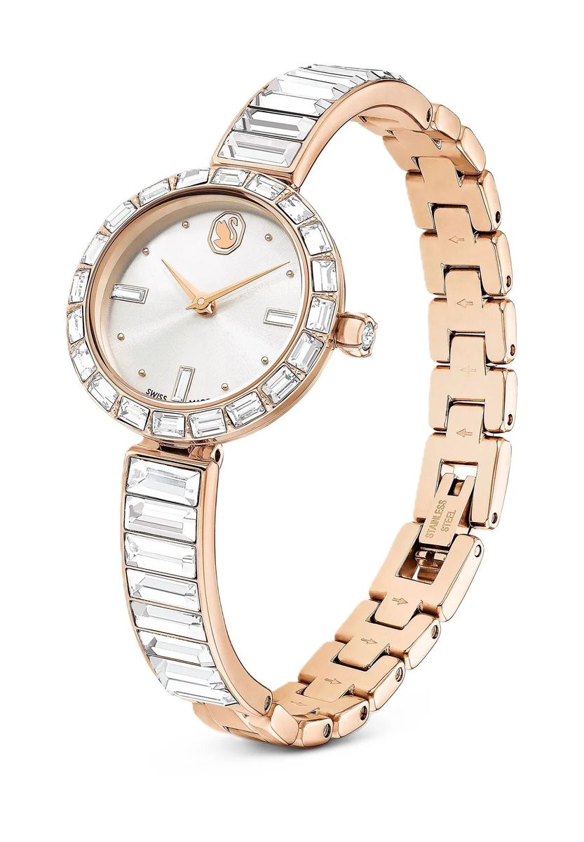 Elegante Armreif-Uhr mit Baguette-Schliff Kristallen
