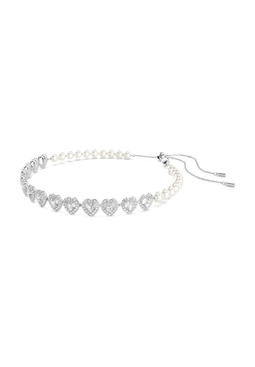 Choker mit Kristallherzen und Perlen