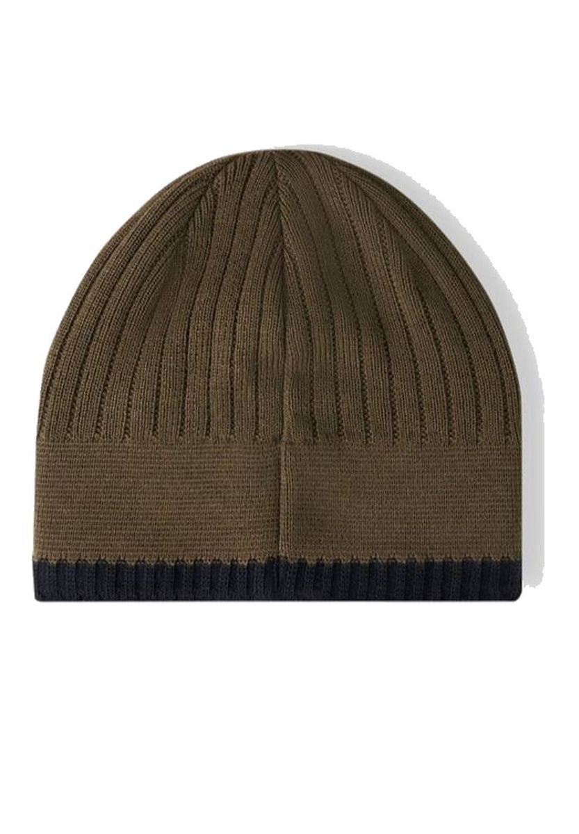 Gerippte Wollmischmütze mit Logo-Patch