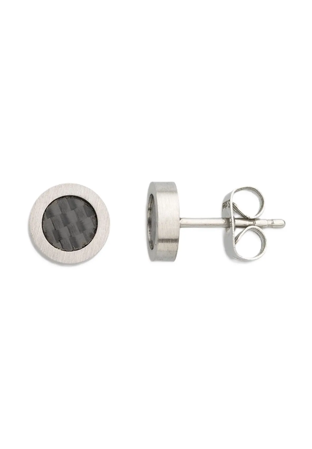 Runde Ohrstecker mit Carbon-Inlay