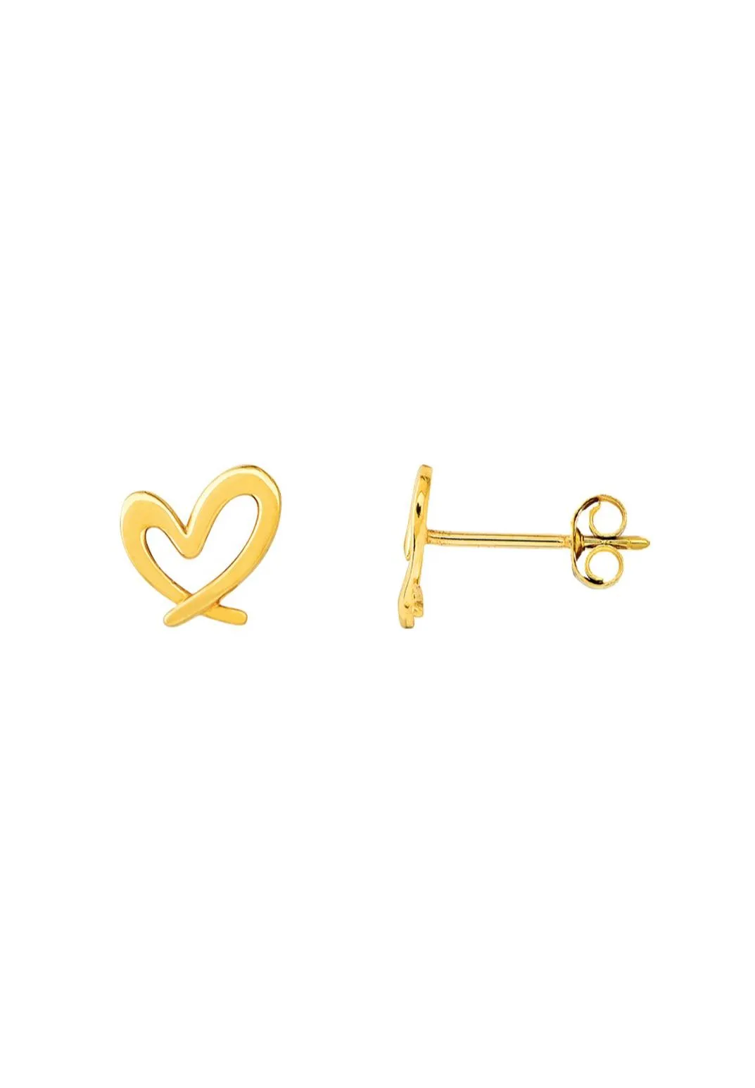 Filigrane Herz-Ohrstecker aus Gelbgold