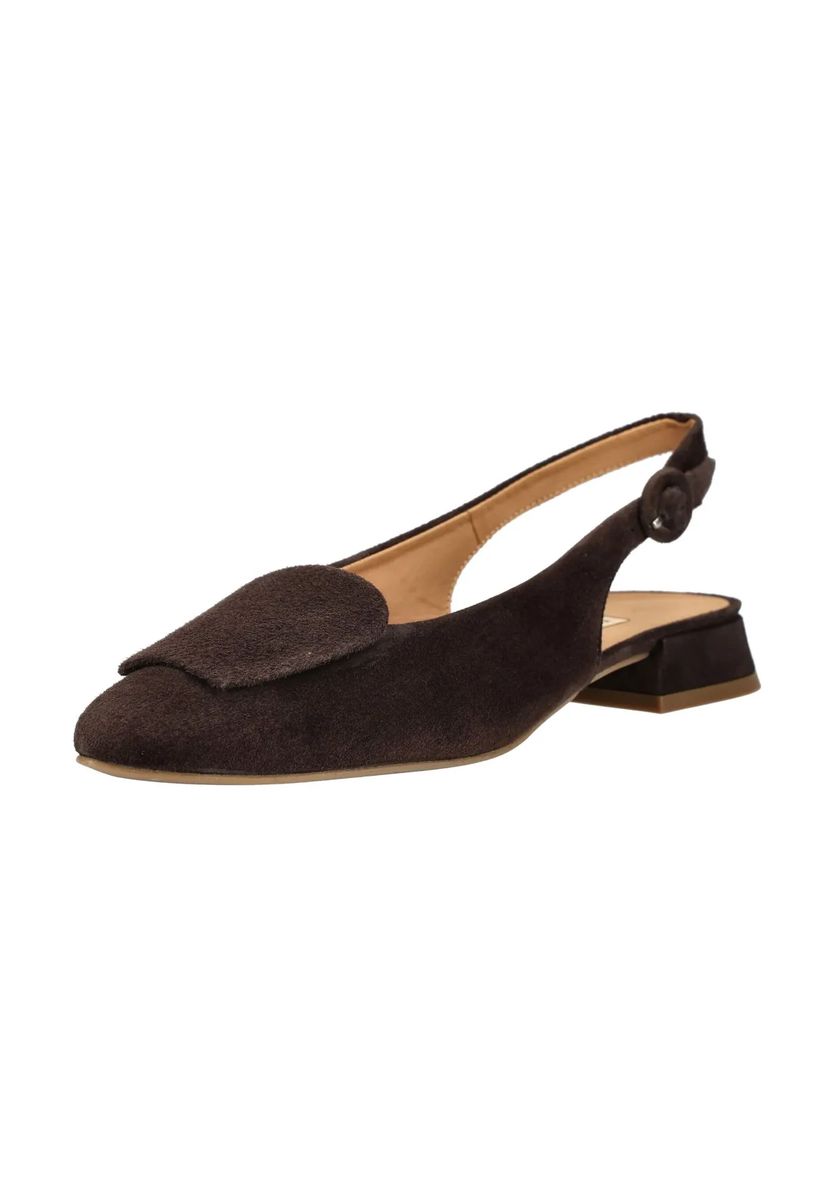 Wildleder Slingback-Ballerinas mit Overlay