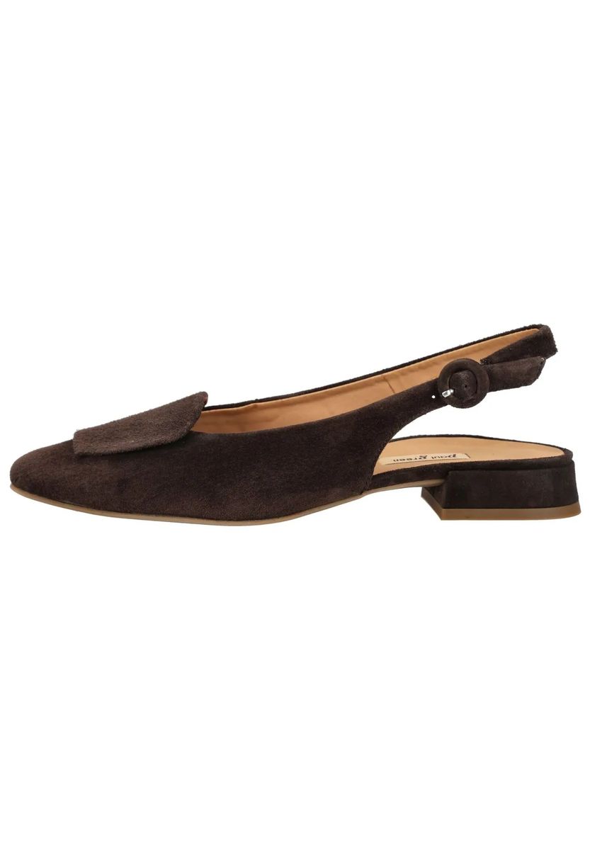 Wildleder Slingback-Ballerinas mit Overlay