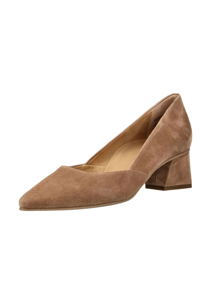 Veloursleder-Pumps mit Blockabsatz